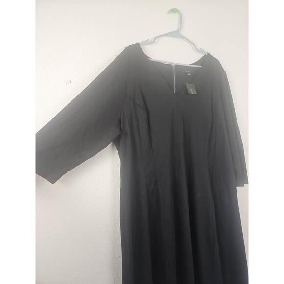 NWT Lane Bryant Black V-Neck Long Sleeve Fit Flare Maxi Dress 24 - Picture 2 of 9